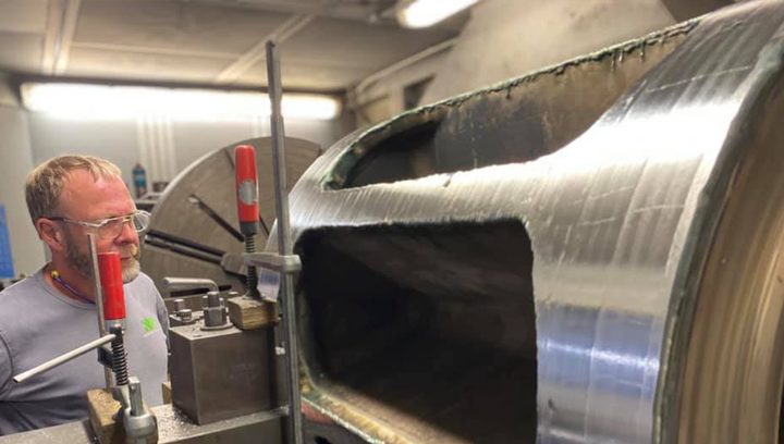 Rotor till sockerindustrin som bearbetas till rätt diameter efter PTA-svetsning
